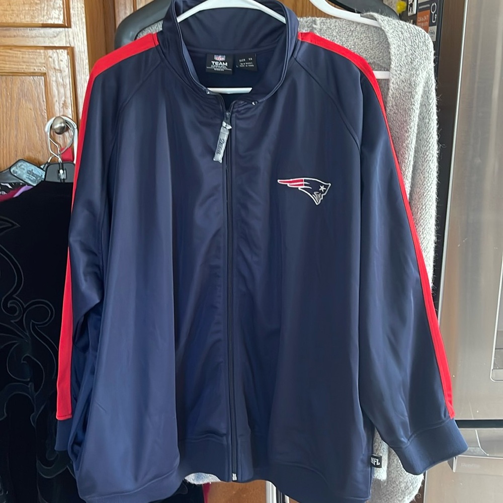 NFL Team Apparel Women Patriots Jacket Size 3X Zipper Up Blue Red - Picture 1 of 8